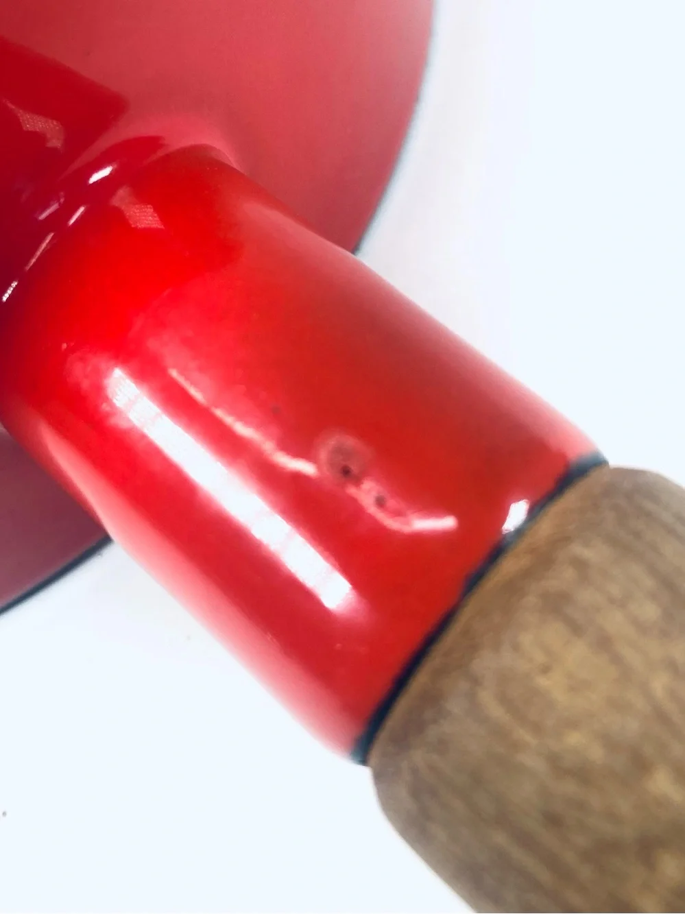 Dansk Kobenstyle Chili Red 2 Qt Metal Enamel Covered Saucepan Teak Handle 7x3.25